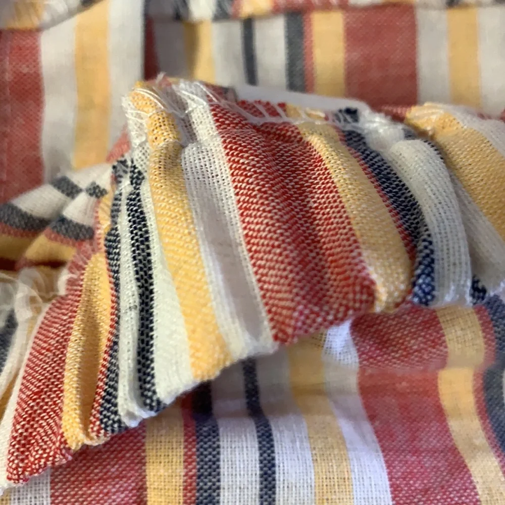 Cream Multicolor Stripe Button Up Elastic Waist Skirt